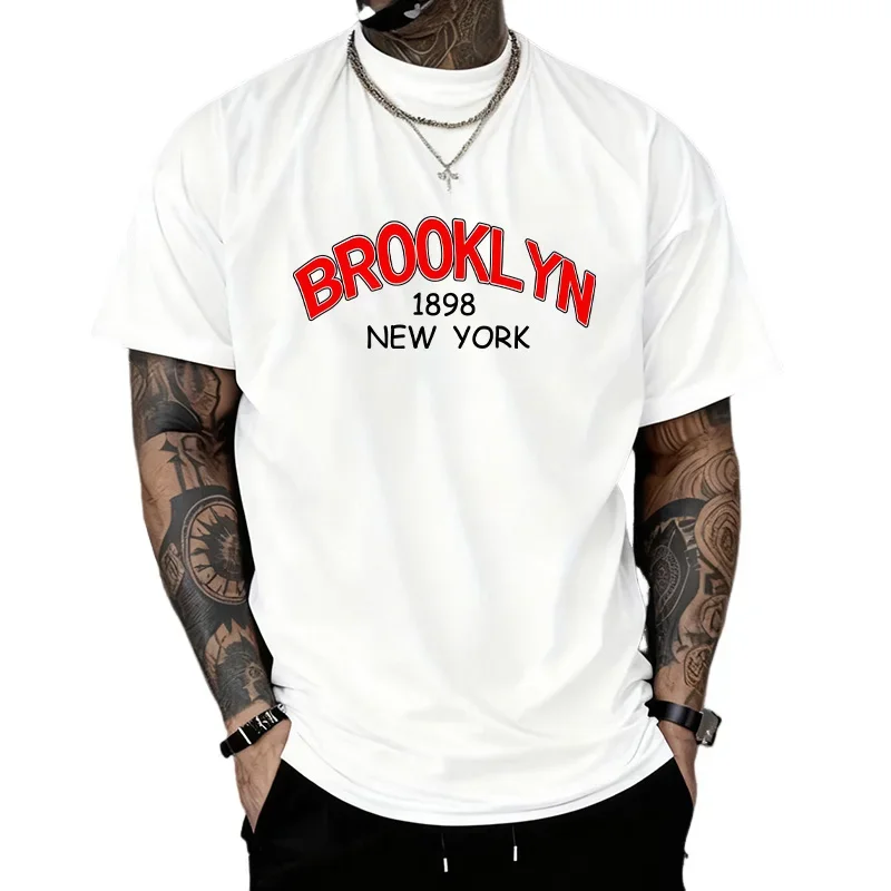 

New Mens T-shirt Printing Cotton Short Sleeved High Quality Casual Tees Outdoor Sports Jogging Soft Black White Street T-shirt