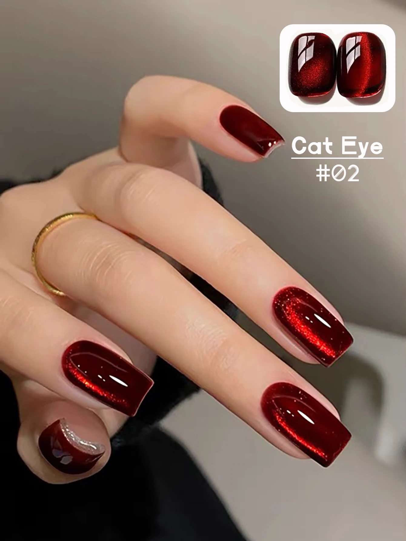1-12pcs TC Cherry Wine Red Transparent Cat Eye Red Cat Eye Gel Nail Polish Flash Red Transparent Half Sky Glass Bead Nail Art
