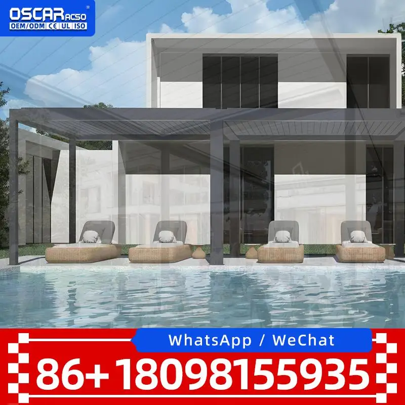 Water Resistant Bioclimatic Patio Canopy Opening Roof Louver Sunshade Shelter for Garden Backyard Poolside pergola
