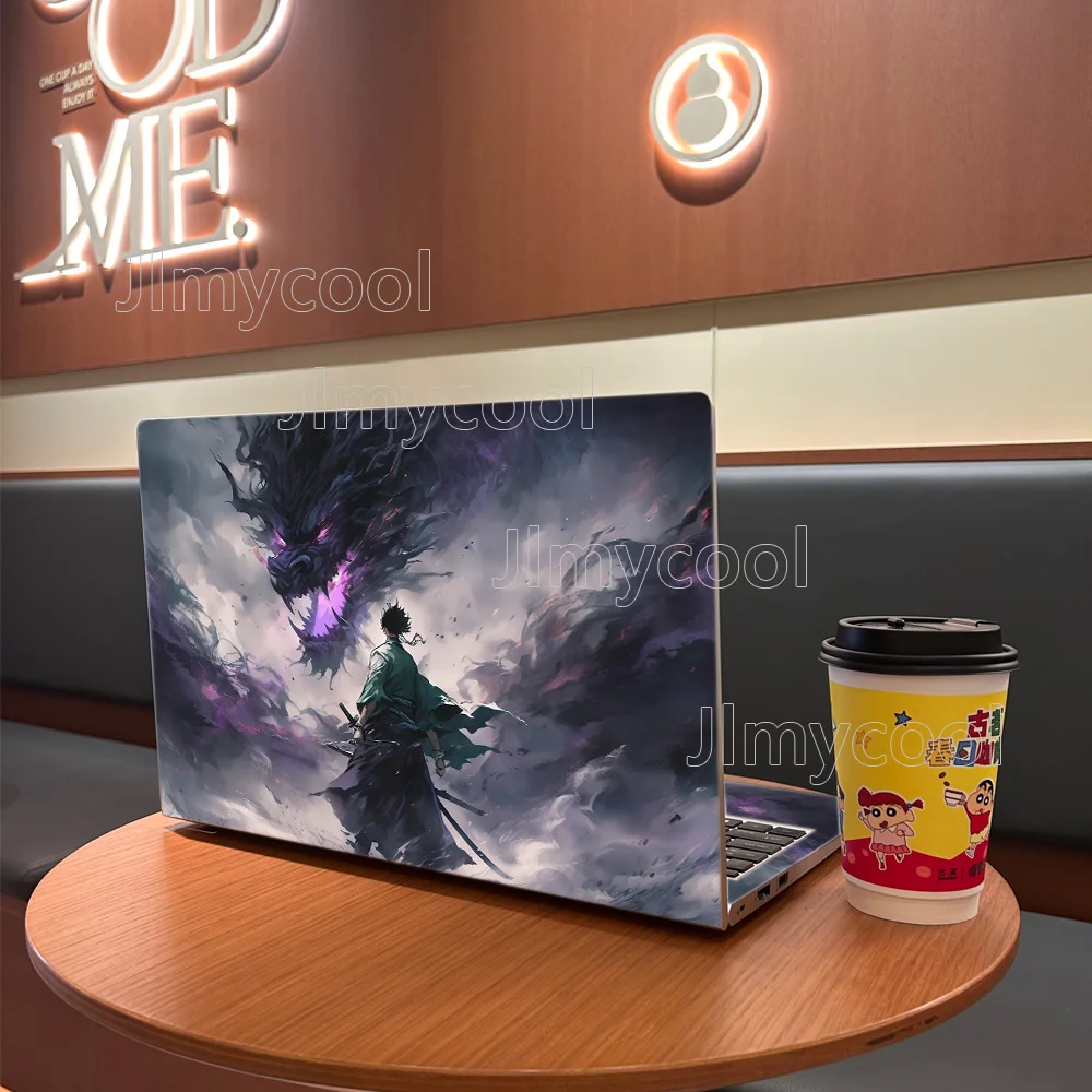 2 Pieces Dragon And Fighter Vinyl Laptop Sticker  Self adhesive Case for HP Lenovo Apple ASUS Easy To Install Decal Stickers