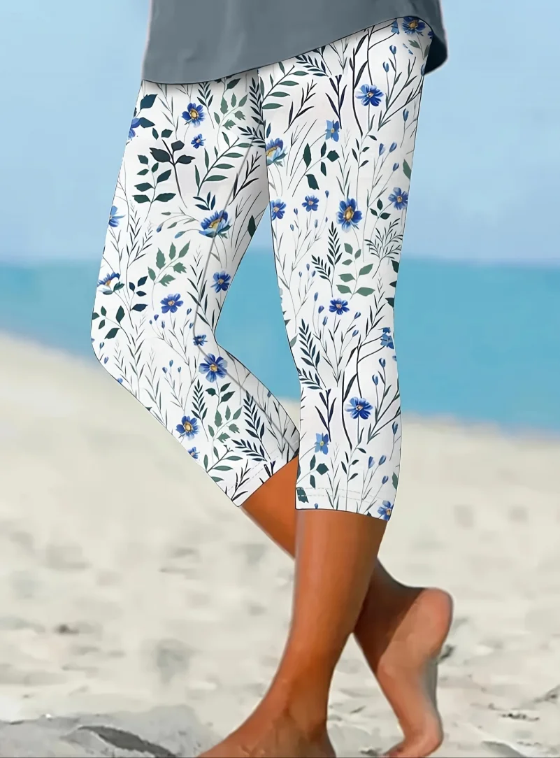 European and American Fashion Printed Tight-Fitting Leggings Suitable for Vacation/Commuting/Light Exercise/Home Use (Economical and Durable)