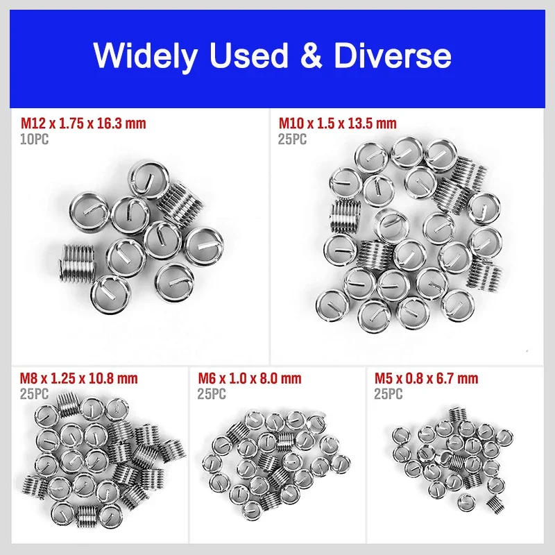 131Pcs Thread Repair Tool M5 M6 M8 M10 M12 Coil Drill Insert Installation Kit Engine Block Restoring Damaged Set Red or Blue Box