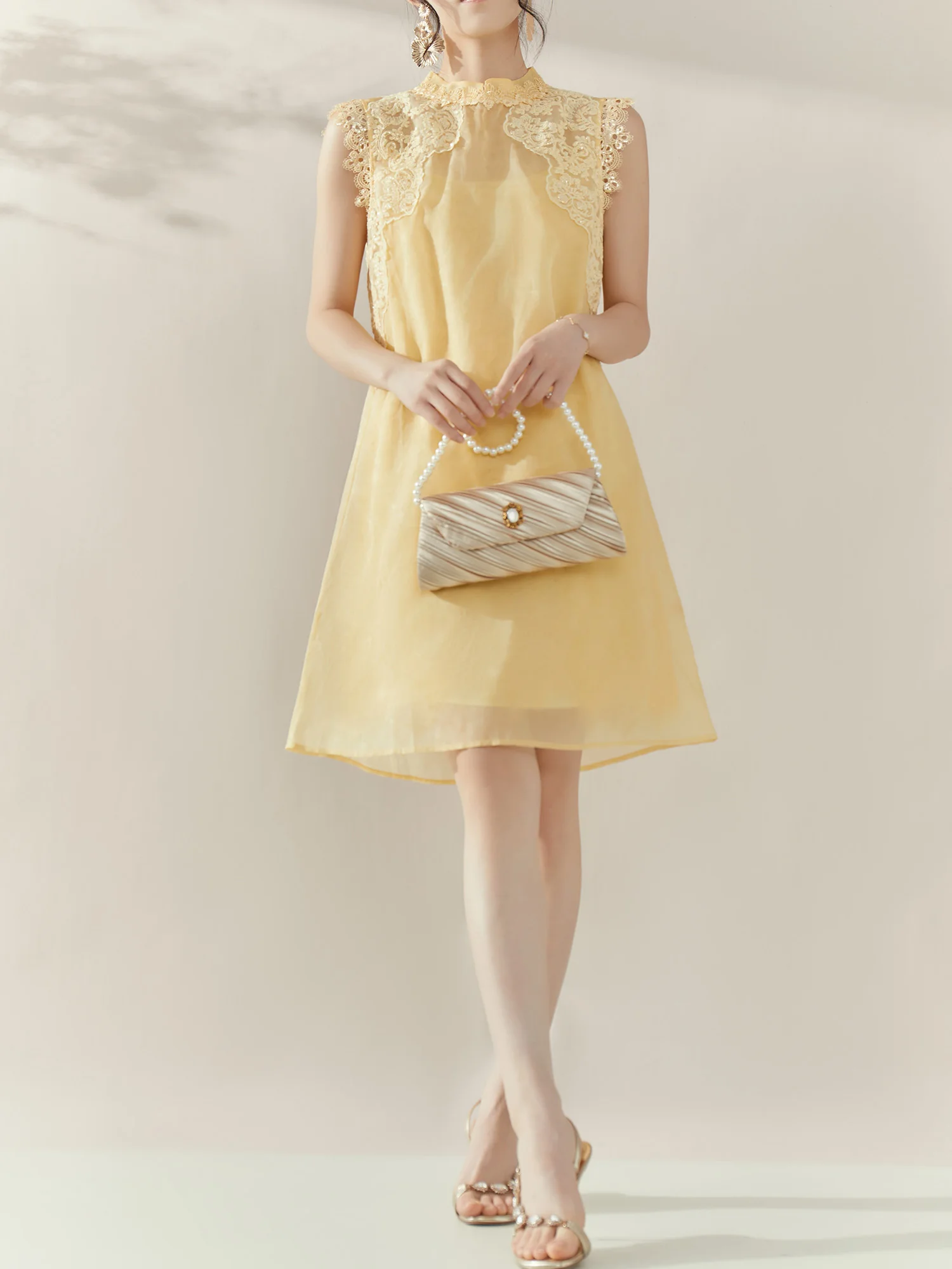 エレニューチャイニーズスレサマードフローイングエラスヴェルレース刺繍ホローアウトポリエステル生地Hバージョンカジュアルウェア