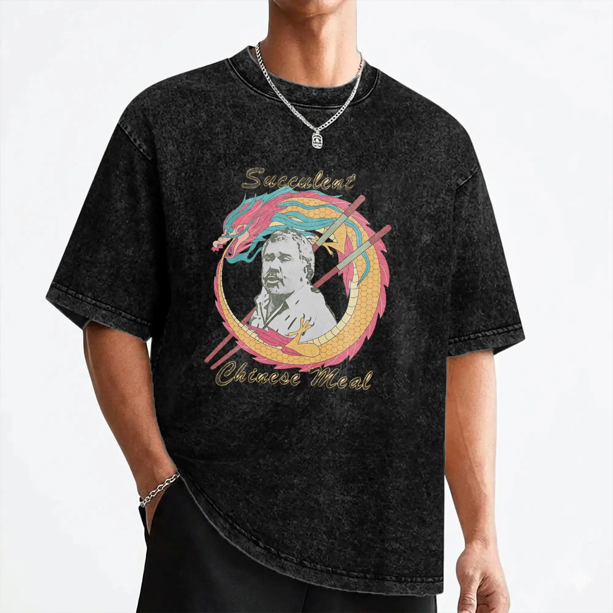 Funny Succulent Chinese Meal Meme T Shirt Washed 100% Cotton T-Shirt Vintage for Men Women Streetwear Summer Tee Shirt