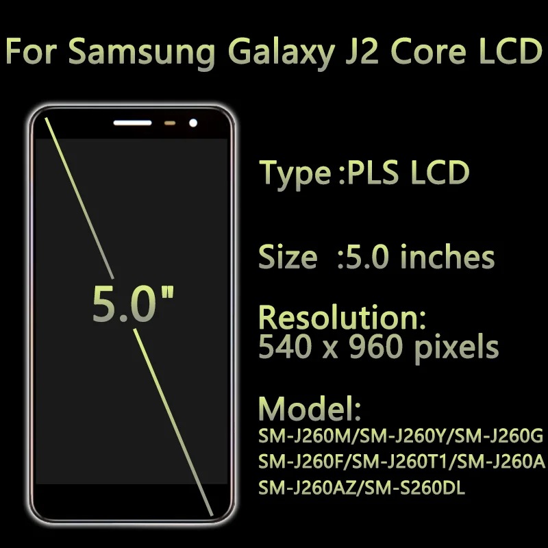 J260A Screen Replacement For Samsung J2 CORE Lcds For Samsung Galaxy J206M lcd Repair Parts J260M  J260Y Phone Lcds Display