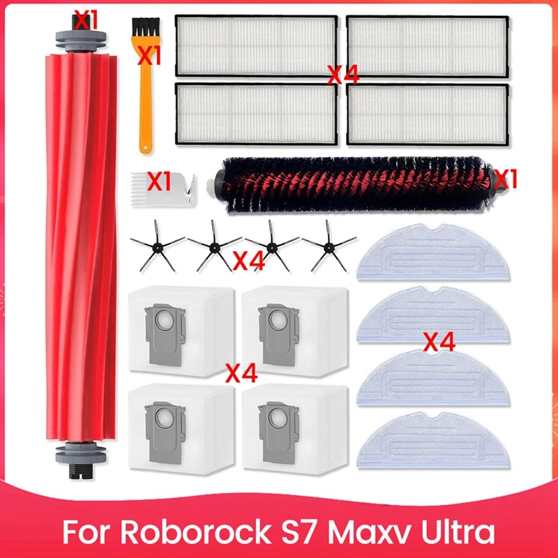 ABKP-para Roborock S7 Maxv Ultra, Cepillo Lateral principal filtro Hepa paño de mopa bolsas de polvo accesorios de piezas de repuesto