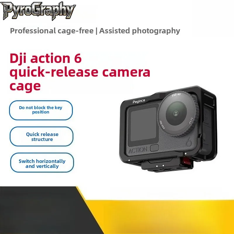 

Портативная расширительная рамка из алюминиевого сплава PyroGraphy Quick-release Action6 для экшн-камеры DJI Osmo Action 6