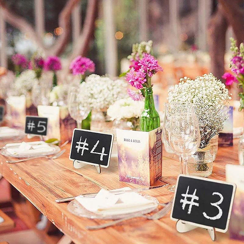 10PCS Mini Chalkboard Signs With Easel Wedding Birthday Parties Message Board Signs Event Decor Wooden Place Cards