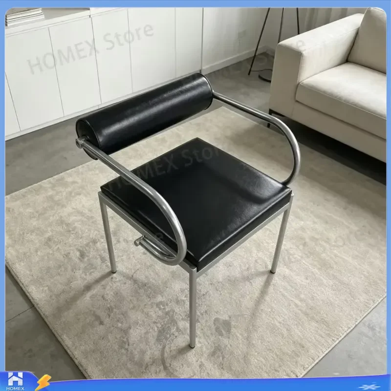 Modern Metal Dining Chairs with Backrest Luxury Minimalist Living Room Armchairs Single Person Furniture Home Decor