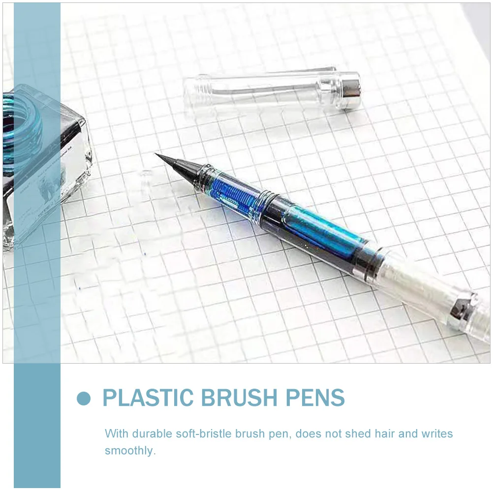 

3 Pcs Refillable Brush Pen Steel Plastic Calligraphy Pen Set Smooth Writing Fountain Brush for Watercolor Drawing