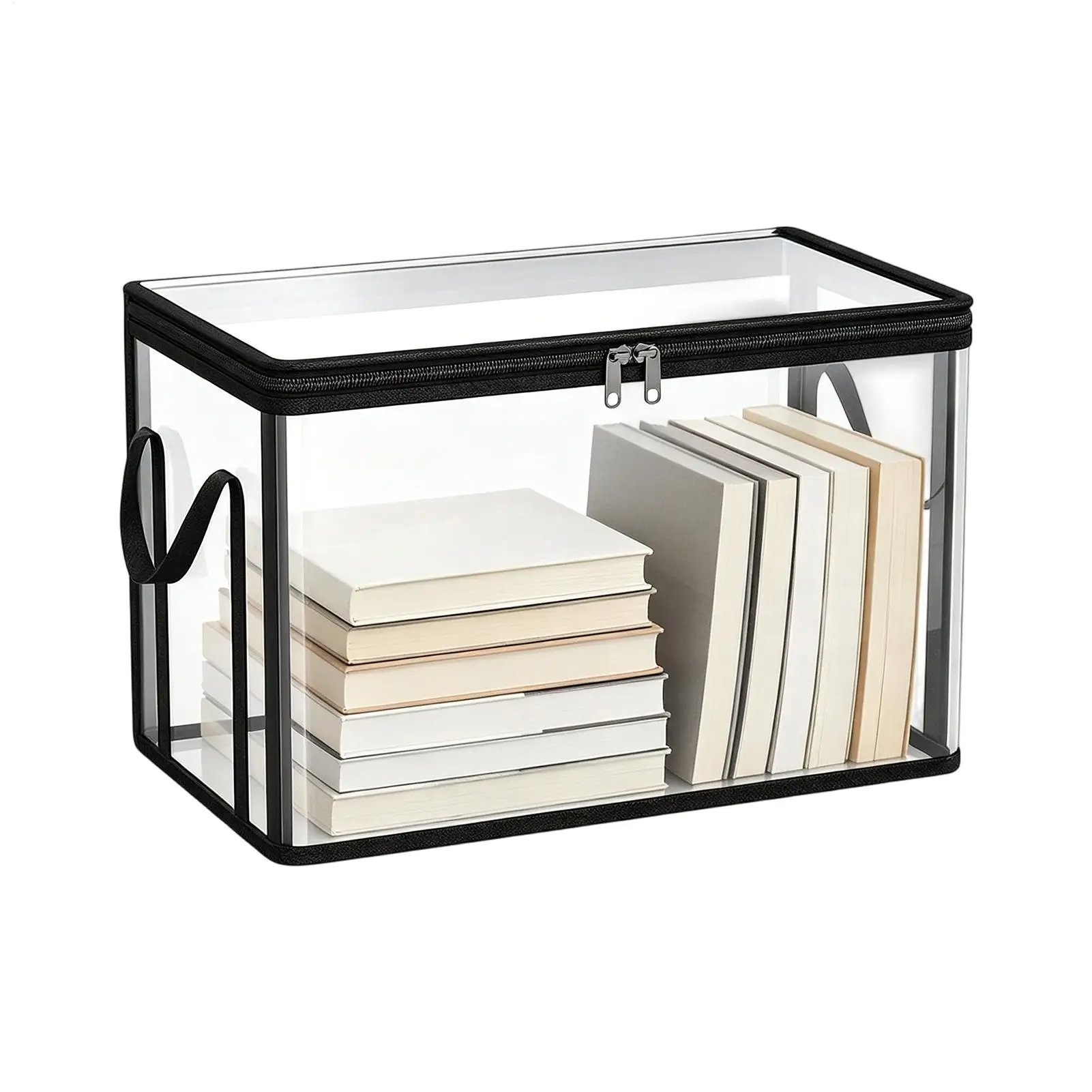 Book Storage Box Large Capacity with Handles Lids Stackable Storage Bins Clothes Box for Toy Snack Bedding Clothes Home Bedroom