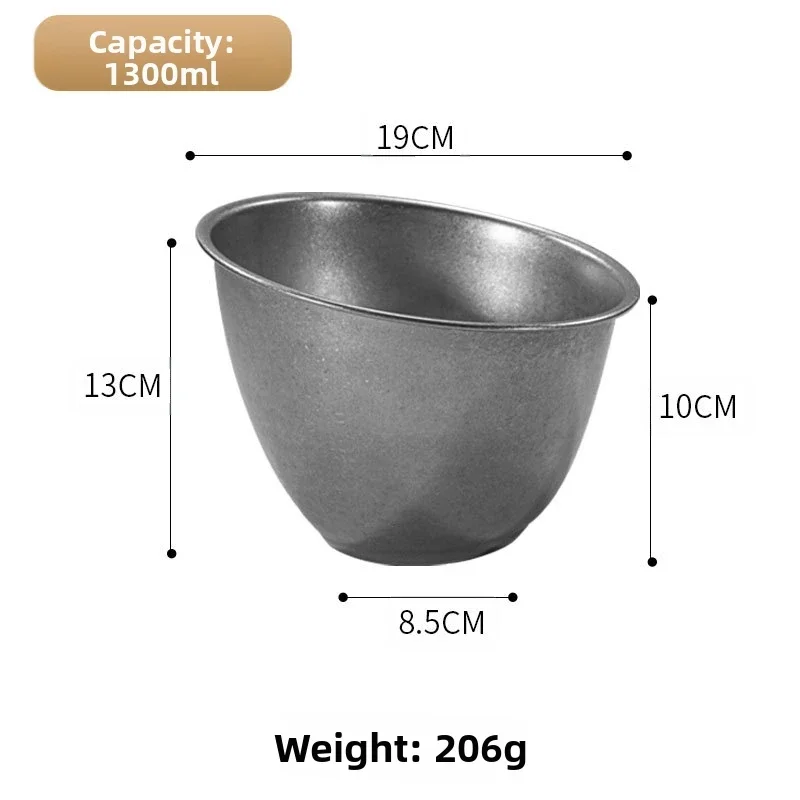 Thickened Stainless Steel Lettuce Bowl with Vintage Design and Slant Rim for Serving Salads Vegetables and BBQ