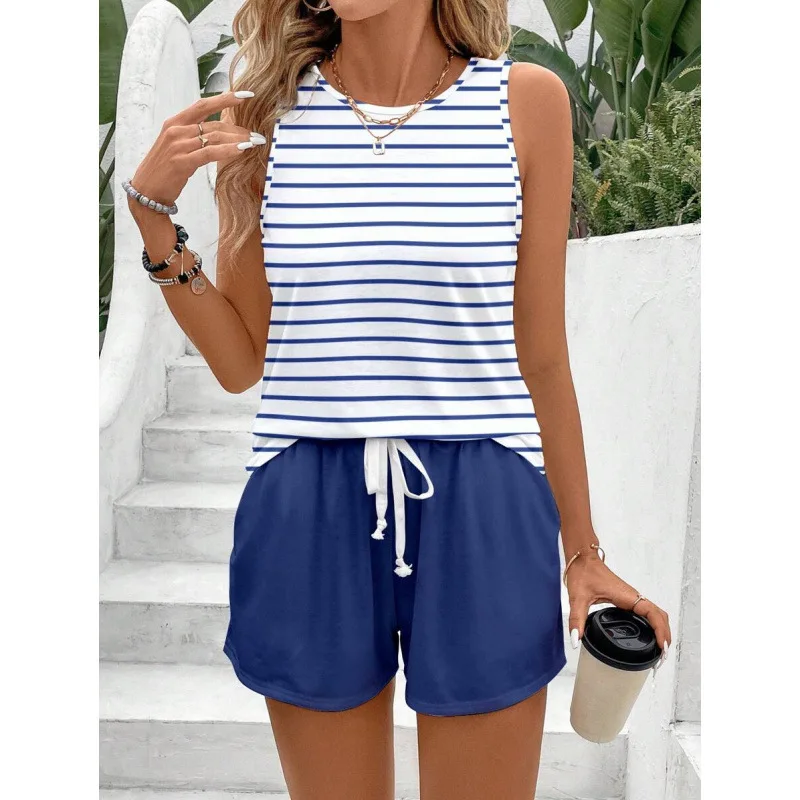 

Women's Spring Fashion Vest Shorts Set Casual Comfortable Breathable Clothing Female Students Workers Uniforms