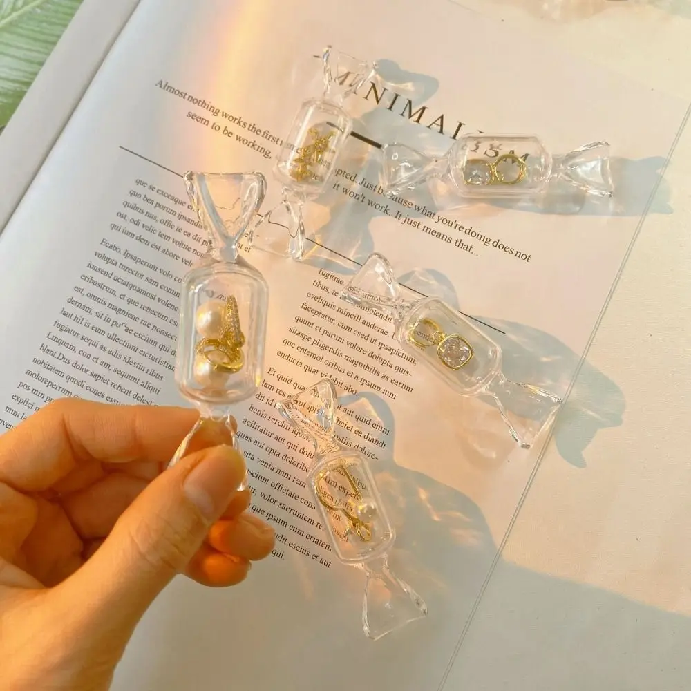 

Reuseable Sweet Mini Jewelry Box Transparent Photo Sticker Earring Ring Box Kid Gift Hair Tie Candy Shape Storage Box Decor