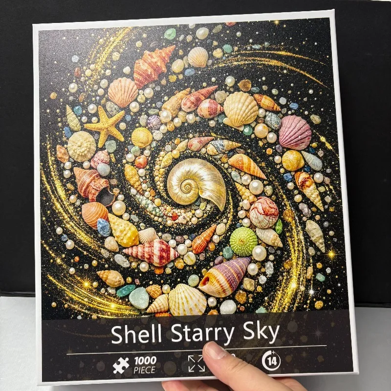 

1 Box of 1000 White Card Adult Puzzles, SHELL STARRY SKY 70x50cm 27.6x19.7 Inches, Christmas Gift