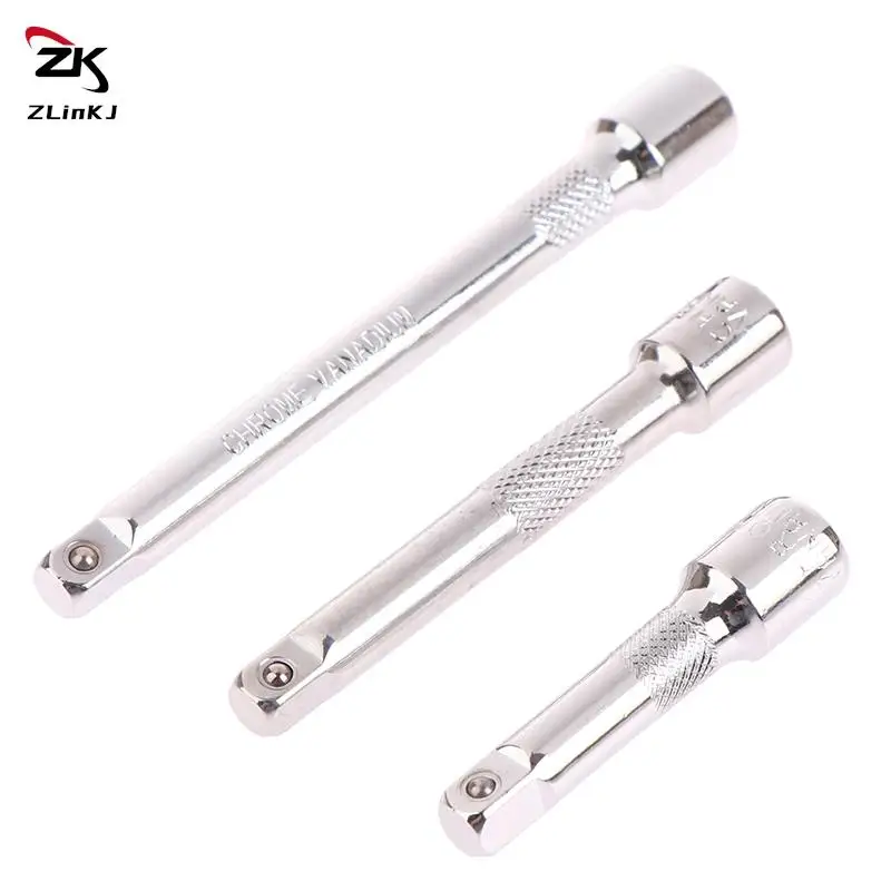 1Pcs Chromed Steel Extension Bar Ratchet Socket Wrench Adapter 50/75/100MM Extension Sleeve Wrench Power Drill Adapter