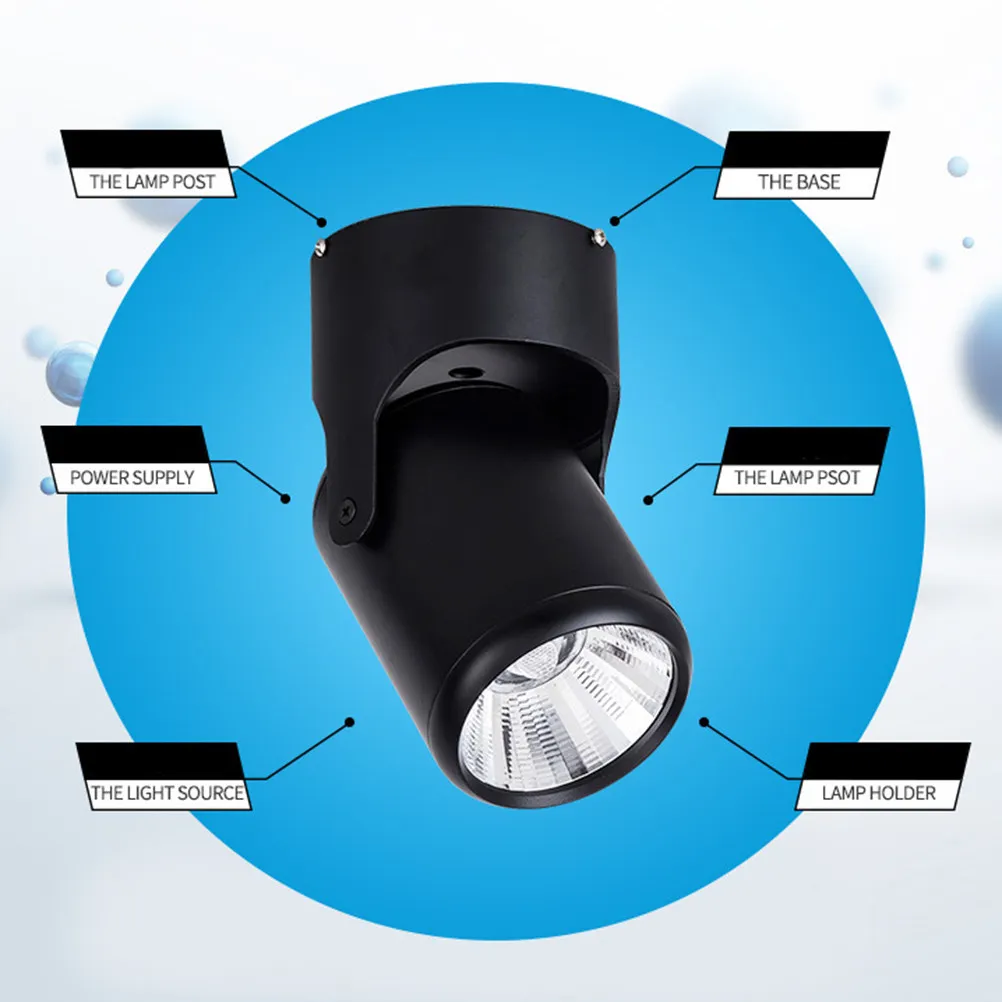 Indoor 7W LED Spotlight Adjustable Aluminum Ceiling Downlight Wall Lamp Rotatable Surface Mounted Lighting White Black