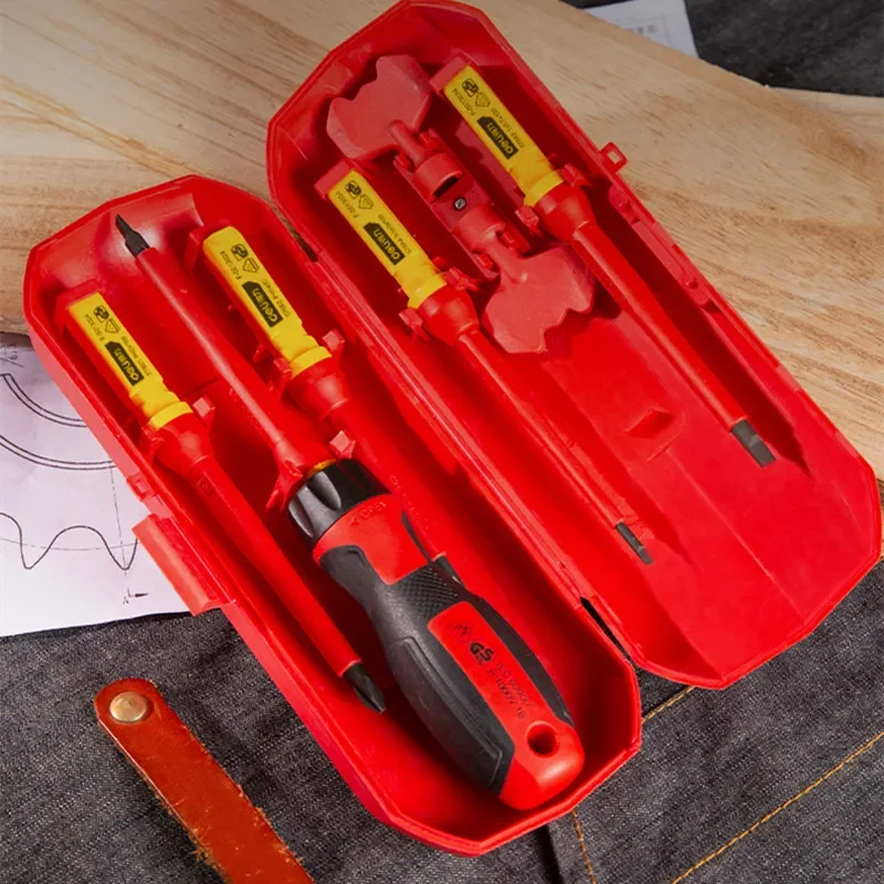 7 قطعة 1000 فولت للتغيير معزول المفكات مجموعة مع المغناطيسي مشقوق فيليبس بت مفكات كهربائي إصلاح الأدوات اليدوية #1