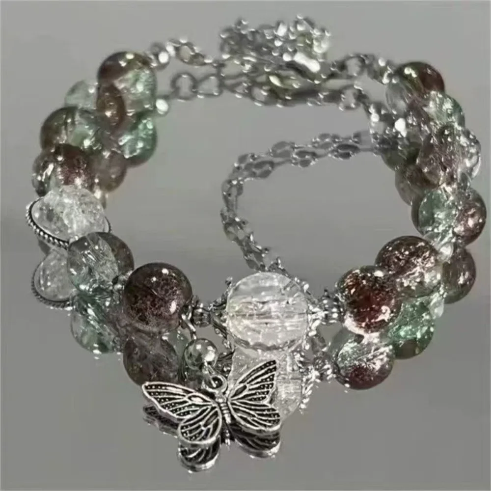 New Feather Pendant Beaded Bracelet Chinese Style Handmade Bead Bracelets Adjustable Length Crystal Bracelet for Girls Women
