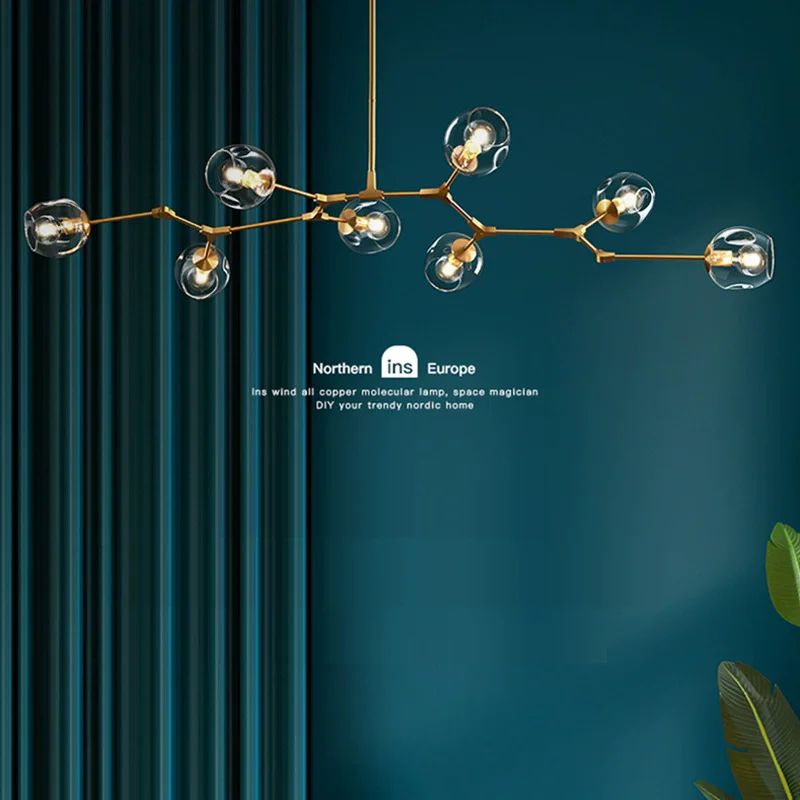 

Modern Nordic Glass Chandelier Personality Designer Creative Pendant Lamp Villa Molecular Living Dining Bedroom Lighting
