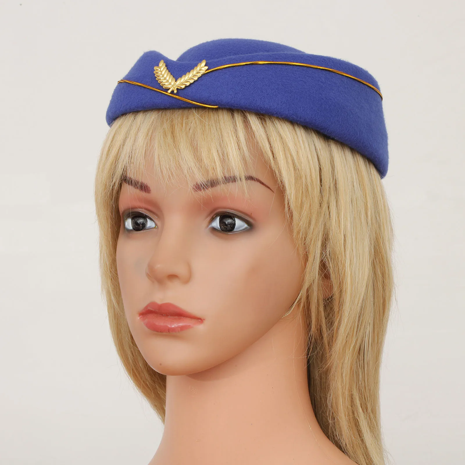 Halloween Beret Air Stewardess Cap Gold Spikes Decorations Bowler Hat for Orchestra Honor Guard Receptionist Cosplay Party