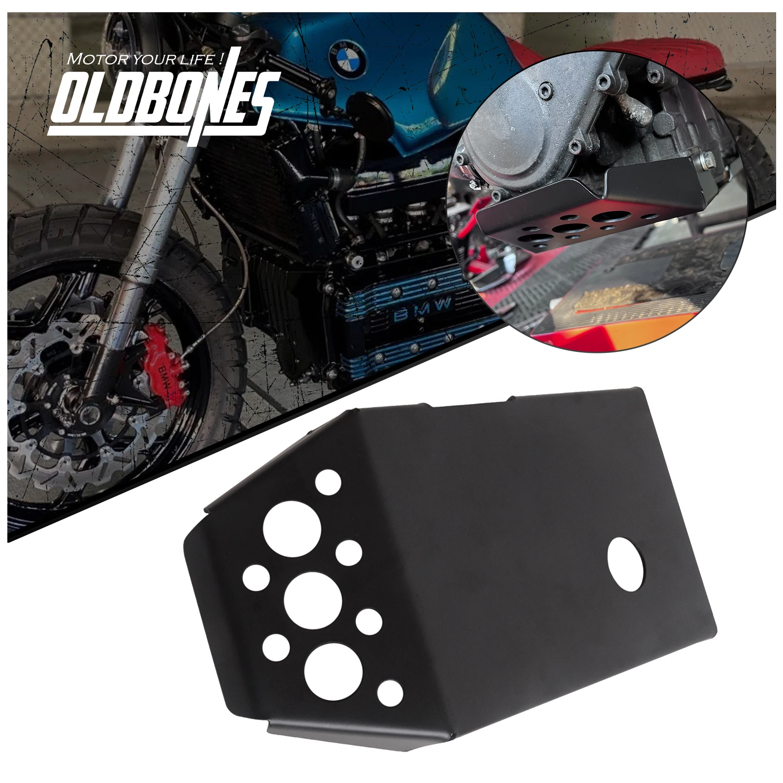Cafe Racer For BMW K75 K100 K1100 Aluminium Skid Plate Engine Guard Chassis Protection Cover Motorcycle Modification Accessories