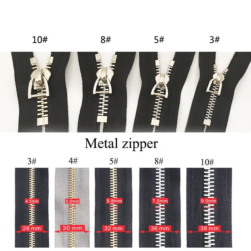 2 pz 15 // 20/25/30/40cm 3 # cerniera in metallo per cucire chiusura a Zip con denti dorati a estremità chiusa borsa fai da te Kit di riparazione