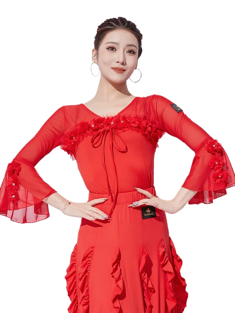 

2025 Latin Dance Leotard Modern Dance Top Dance New Practice Female Adult Professional Performance Top 2501y