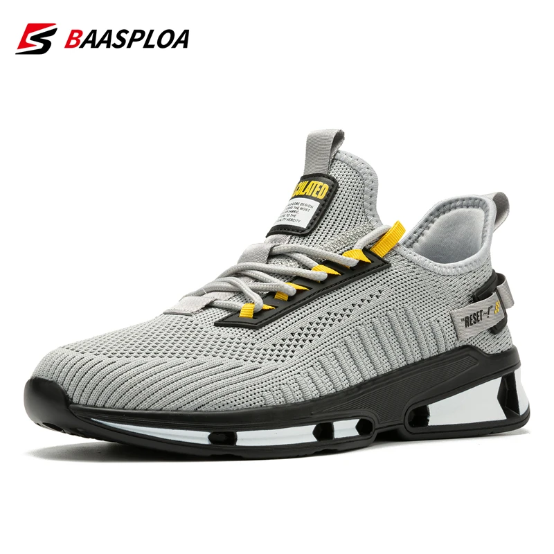 Baasploa tênis de corrida masculino novo designer de moda leve malha tênis masculino ao ar livre casual respirável rendas sapatos de caminhada