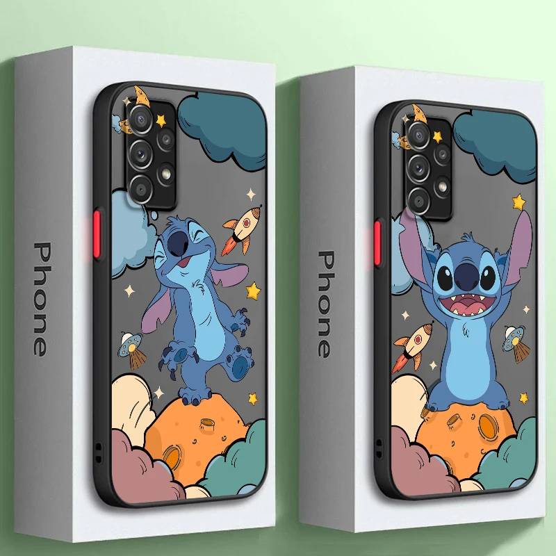 

Disney Lilo & Stitch Cartoon Frosted Translucent For Samsung A53 A52 A33 A32 A51 A71 A21S A13 A73 A50 A22 A12 5G Cover