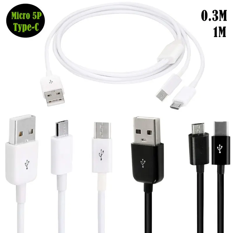 0.3m 1m 1/2 USB 2.0 A Male to Type-C Male+Micro USB Male 2-in-1 Tablet Phone Micro Charging Cable Adapter Charging Version