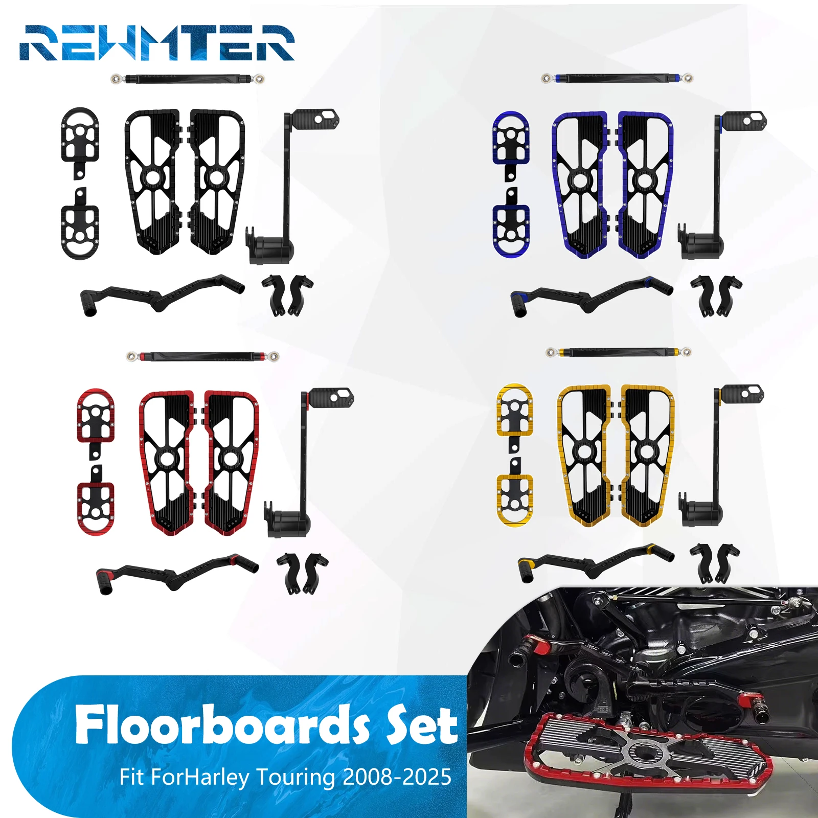 Motorcycle Floorboards Footpeg Shifter Brake Arm Lever Kits Driver Passenger Footrest For Harley Touring Road Street Glide 08-25