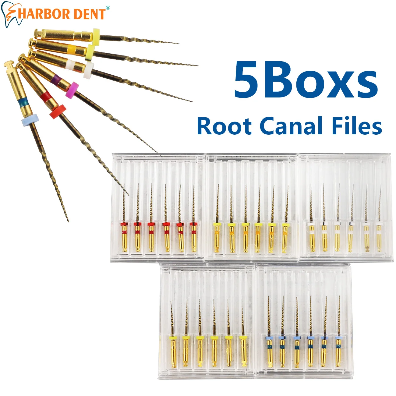

5 коробок, стоматологический термоактивированный файл для корней каналов, золотой гибкий эндодонтический двигатель, файлы для стоматологии, эндодонтические инструменты 19/21/25 мм