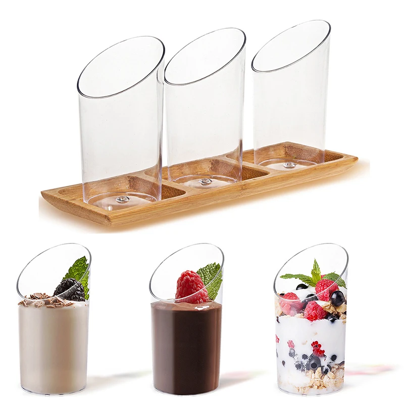 20Pcs 70ml Reusable Cylinder Dessert Cups Plastic Mini Yogurt Mousse Dessert Cup