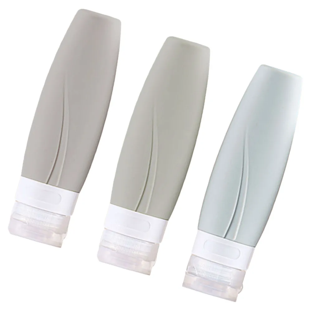 3Pcs Portable Silicone Subpackaging Bottles Refillable Storage Containers for Lotion Liquid Travel Outdoor 90Ml PVC Bag