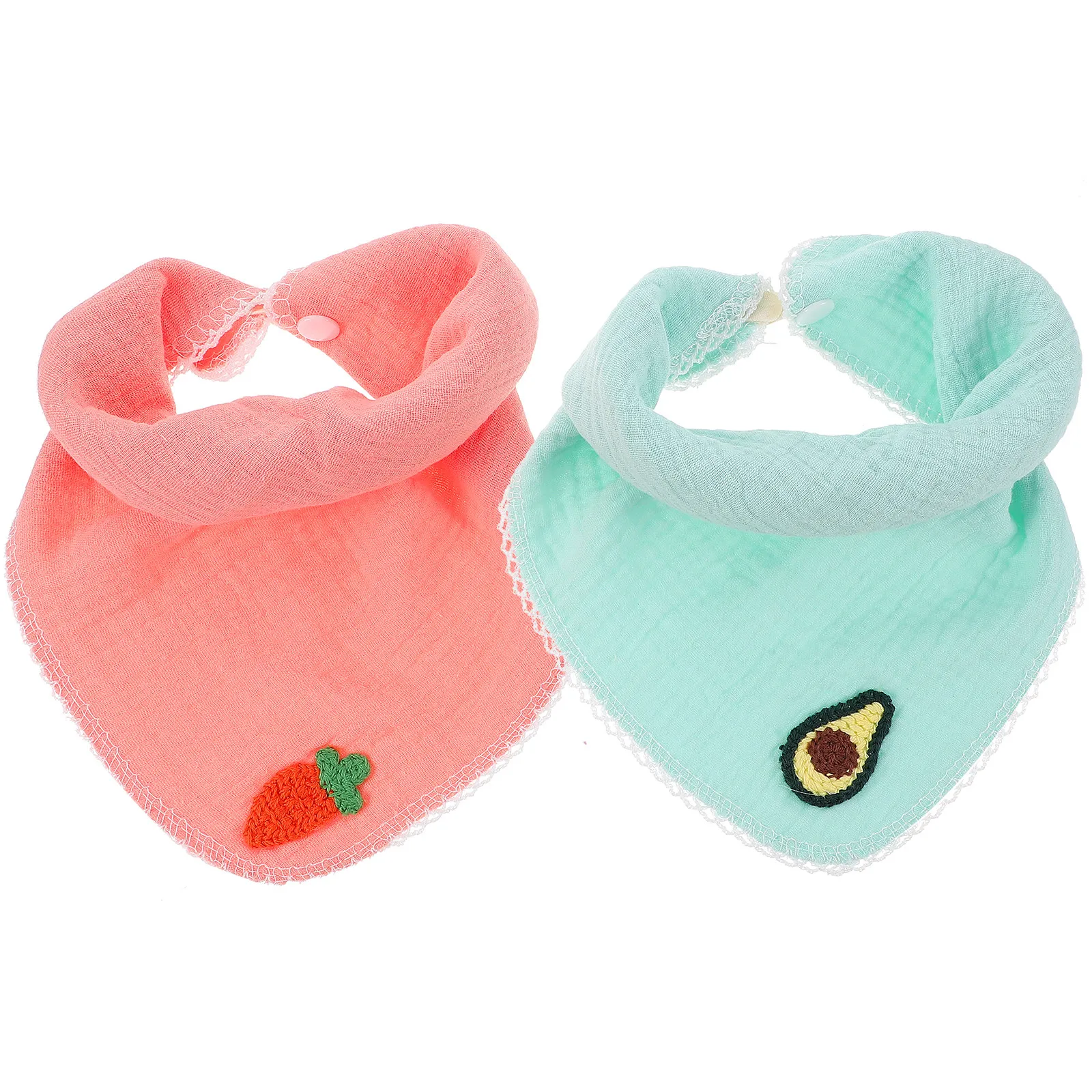 

2Pcs Baby Girl Bibs Crepe Material Lightweight Portable Adorable Pattern Toddler Drooling Bibs Practical for Teething Infants