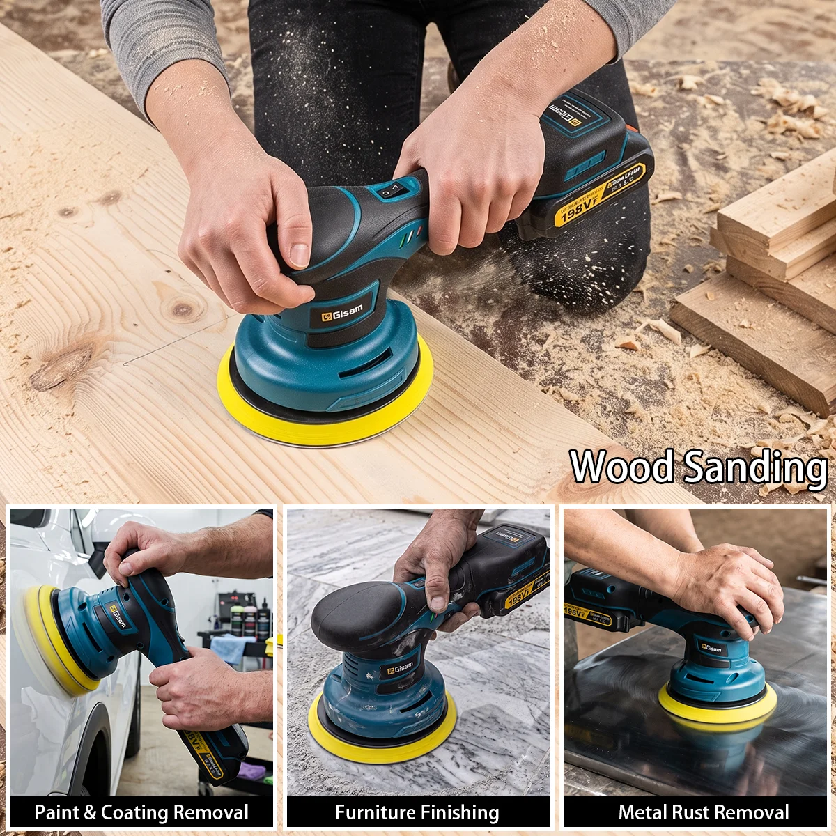 Gisam Brushless Electric Car Polisher Cordless 6 Gear Auto Polishing Waxing Sealing Rotary Power Tool For Makita 18V Battery Pin
