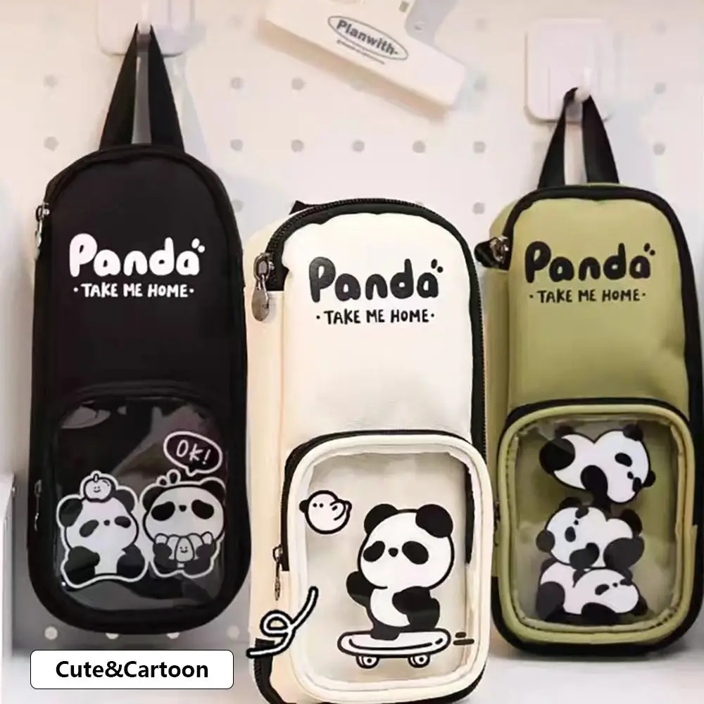 Panda Pen Bag Portable Schoolbag Type Large Capacity Pencil Case Waterproof Cosmetic Bag Boys/Girls