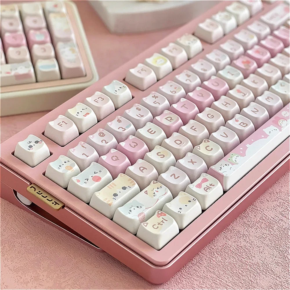 Keyboard Keycaps, Meow Squad MAO 141 Keys PBT for Cherry MX 104/87/61 Mechanical Keyboard Accessories