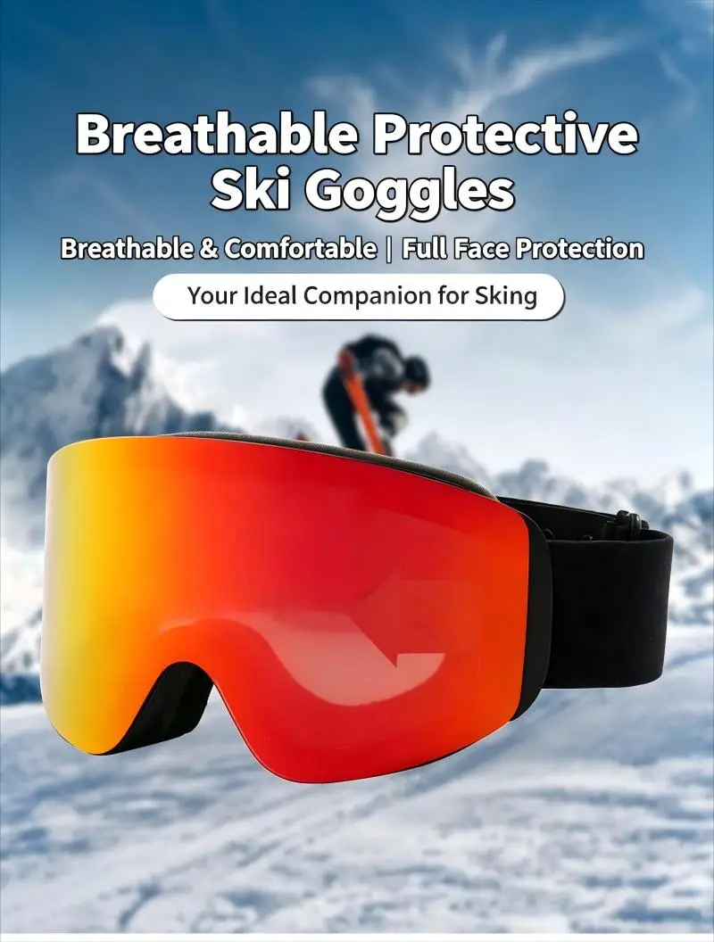 New Adult Ski Goggles Outdoor Sports Glasses, Double-Layer Anti-Fog Snow Goggles for Mountaineering, Anti Snow Blindness