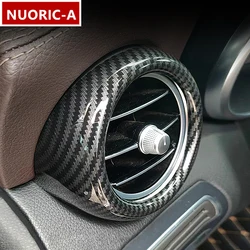 Car Styling Front Air Conditioning Vents Rings Decoration Cover Trim Carbon Fiber Color For Mercedes Benz GLC 2020-2022 Interior