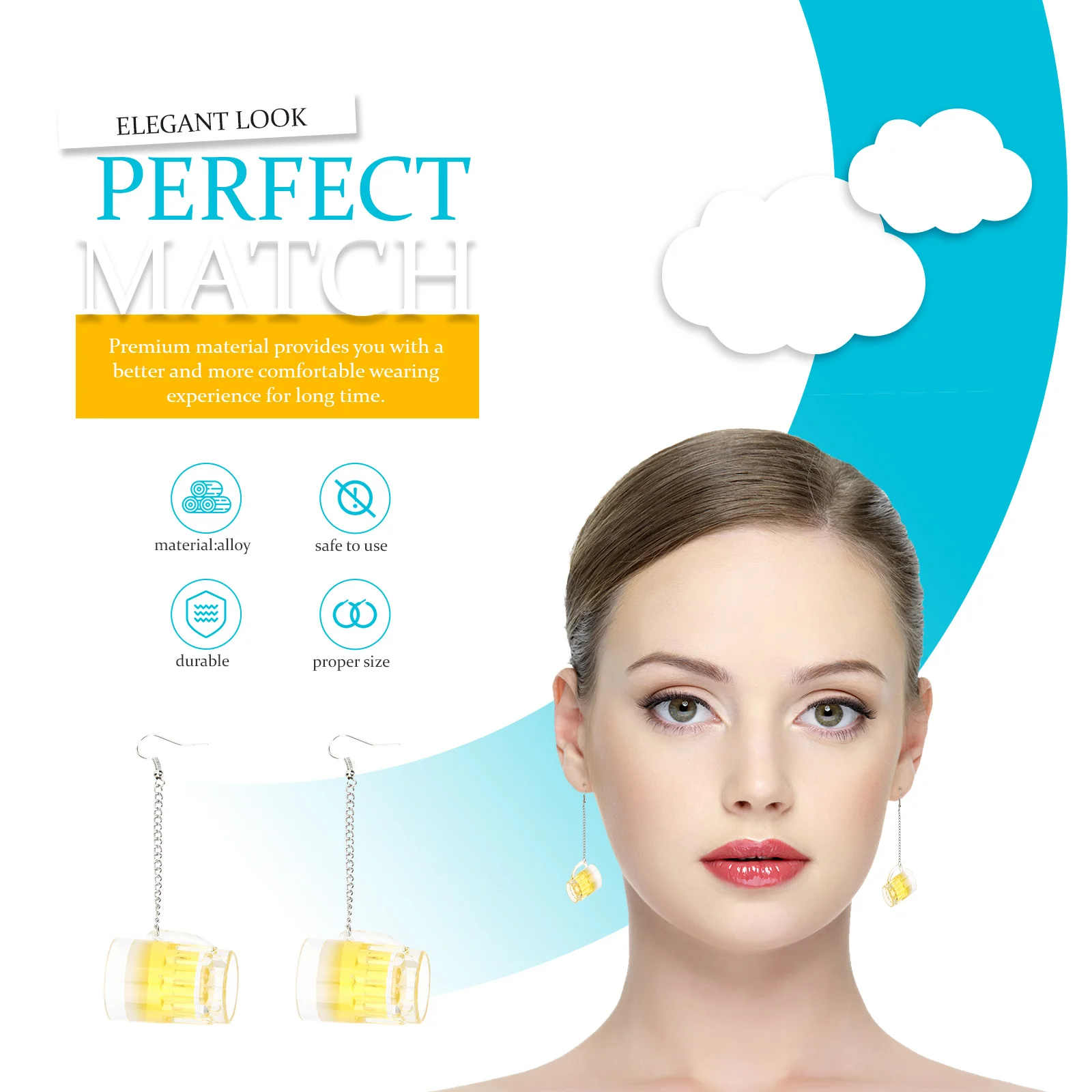 

1Pair Beer Earrings Creative Dangle Drop Earrings for Women Girls Funny Novelty Beer Cup Jewelry Ear Dangle Ear Dangler