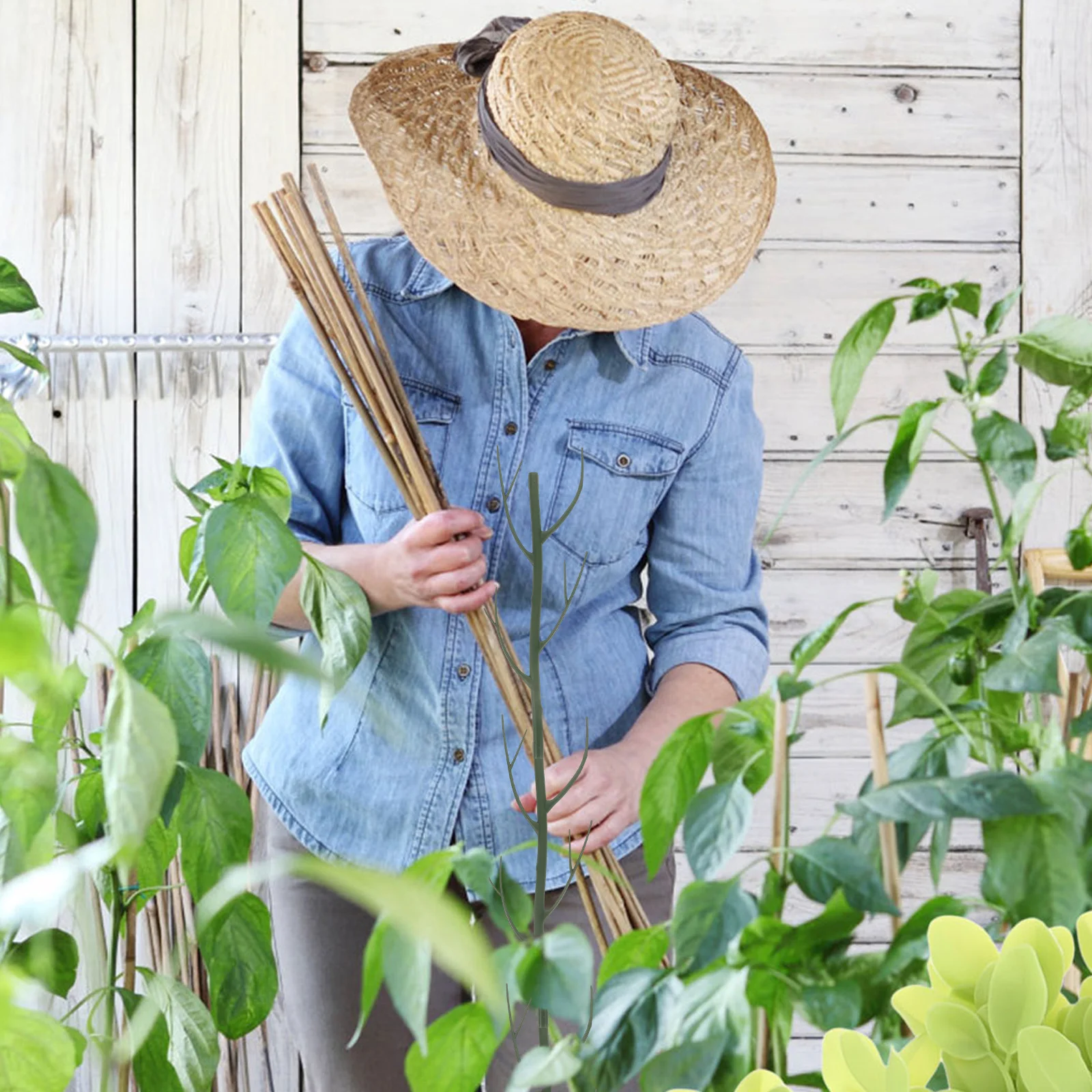 

2Pcs Branch Shape Plant Climbing Trellis Support Stakes Indoor Outdoor Garden Flower Pot Stand Versatile Use PP Material