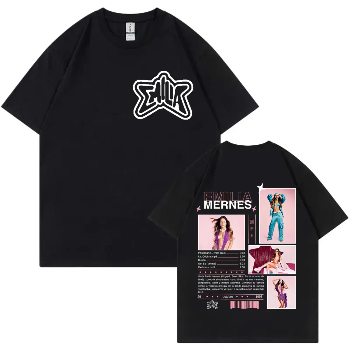 إميليا Mernes MP3 جولة الجرافيك تي شيرت الرجال النساء الهيب هوب موضة الجمالية تي شيرت عالية الجودة القطن المتضخم تي شيرت
