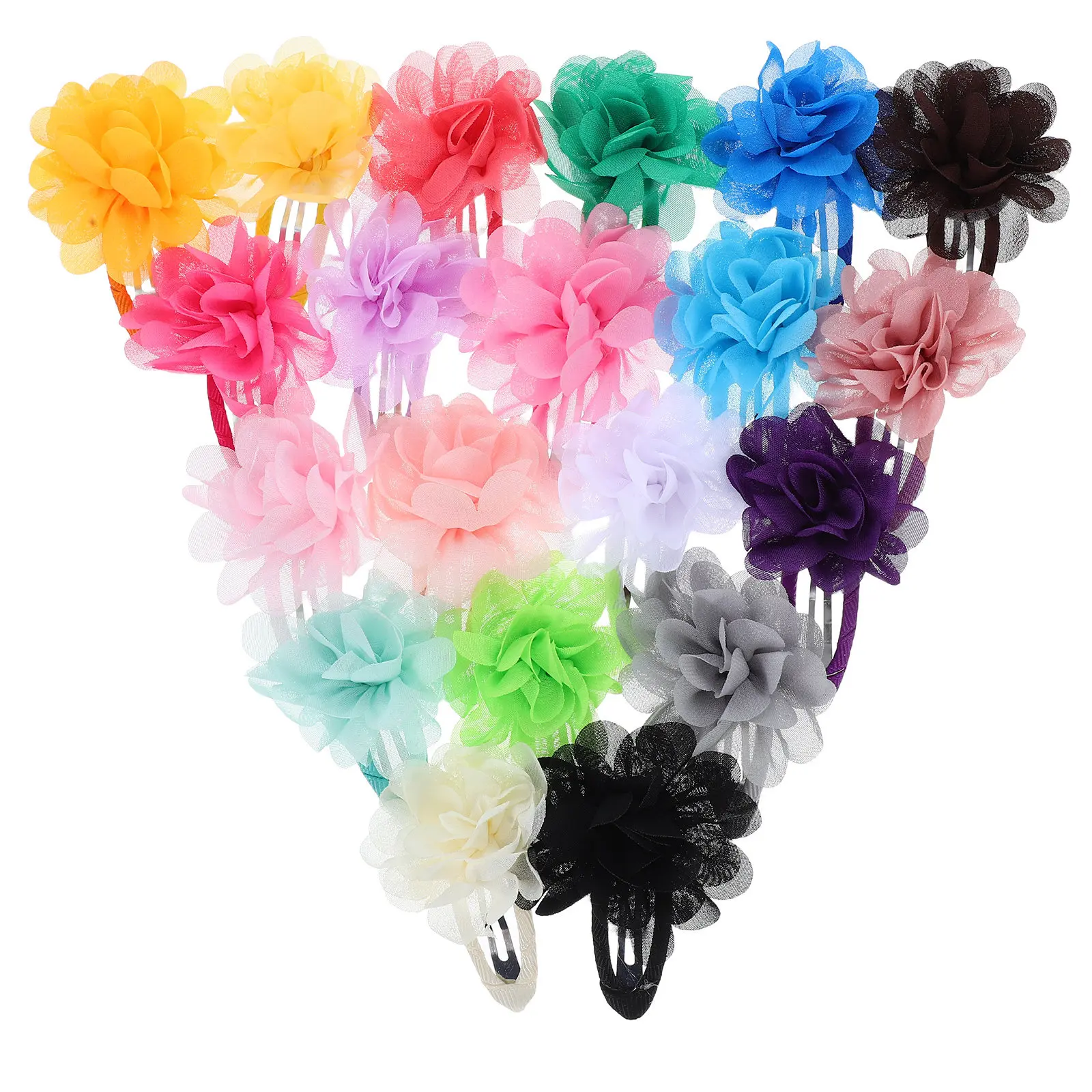 

20pcs Flower For Girls Chiffon Hair Clips Lightweight Baby Kids Barrettes Color Hairclip Girls Hair Clip