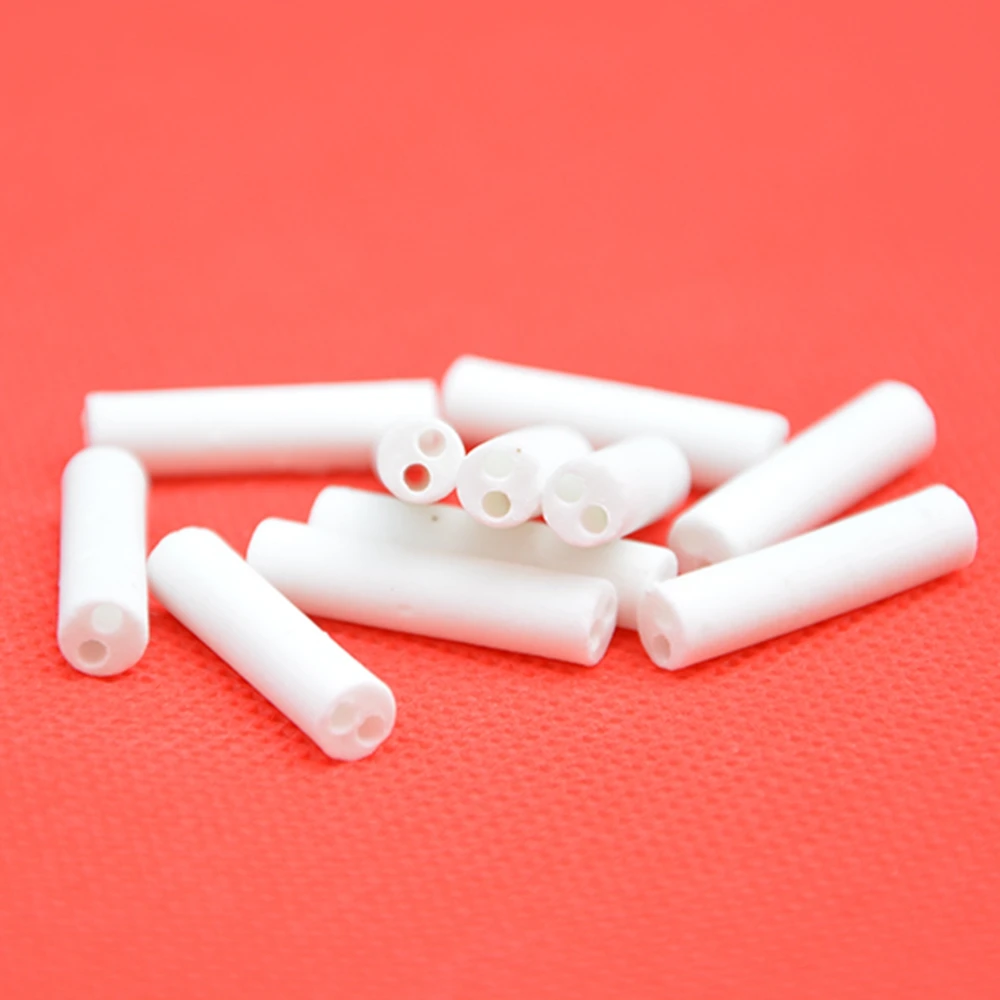 

50Pcs OD 6mm hole 1.7mm length 25mm Dia Ceramic Tube Double Bore High-Temperature Resistant Porcelain Tube Insulating Pipe