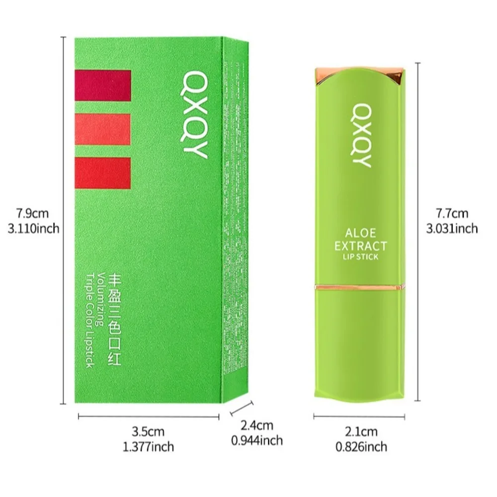 Rouge à lèvres Tri Color imperméable, brillant à lèvres Pseudo naturel, développement des couleurs, tasse antiadhésive, vernis à lèvres nu pour femmes