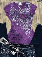 Summer Purple American Vintage Print Camisole Women Retro Graphic Slim Tees Y2K Harajuku Grunge Short Sleeve Hot Girl Tops New