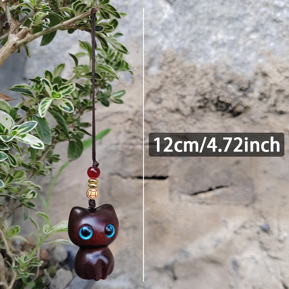 1 Pc Hand-Carved Wooden Cat Pendant, New Chinese Style, Animal Theme, Suitable for Portable Pendants, Party Decorations, Housewarming Gifts, Bedroom Pendants, Home Decorations, Back-To-School Season Gifts, New Year Gifts