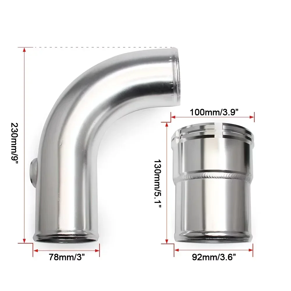 Meio conjunto de tubo intercooler de liga de alumínio de alta qualidade para ford 2011-2016 6.7l peças de entradas de ar prata preto vermelho IP-1002